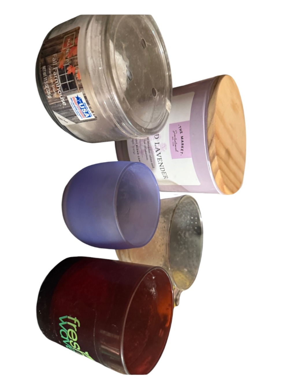 Bulk Empty Candle Jars for Crafting – Lot of 5 Assorted Glass Containers